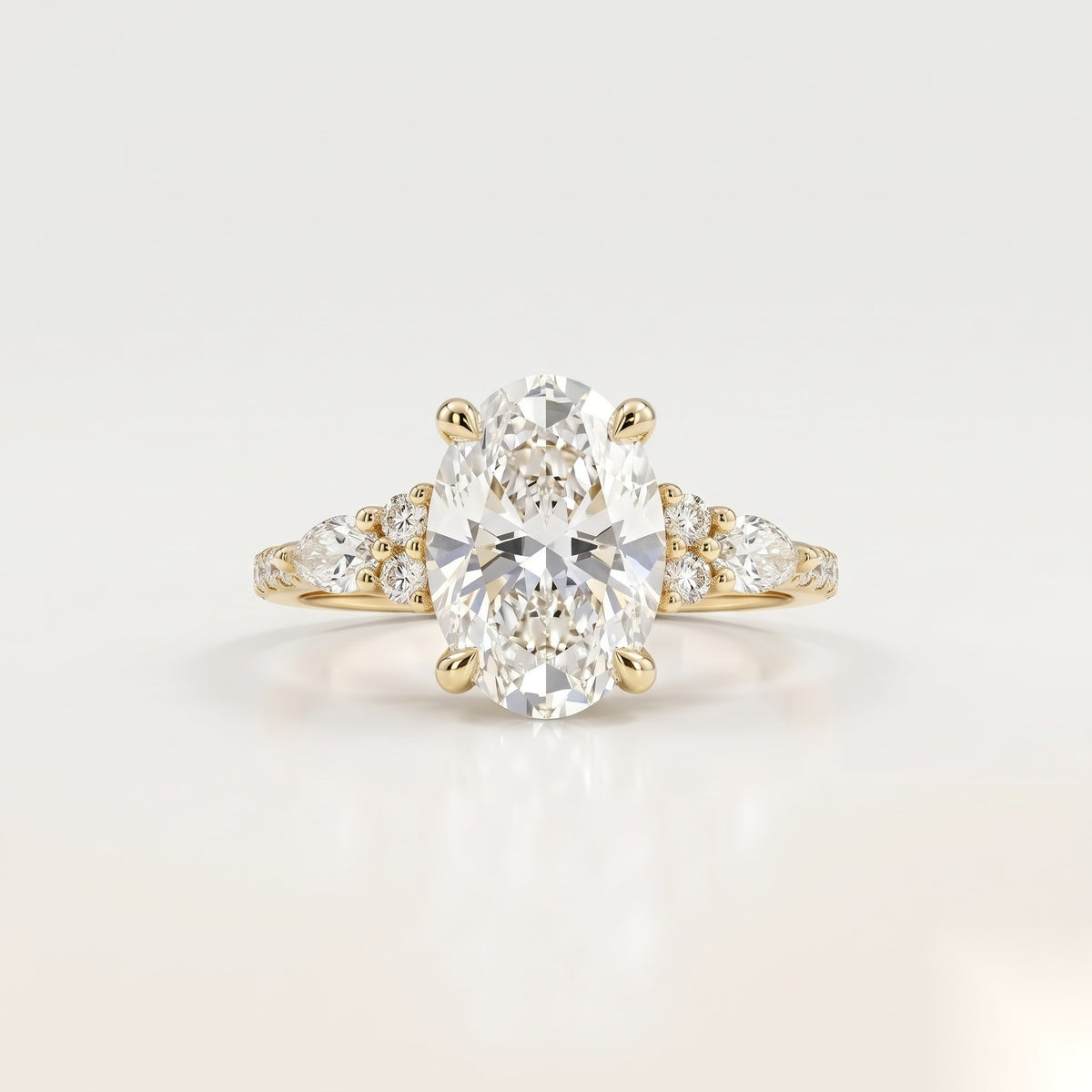 2.25 CT Oval Cluster Moissanite Engagement Ring