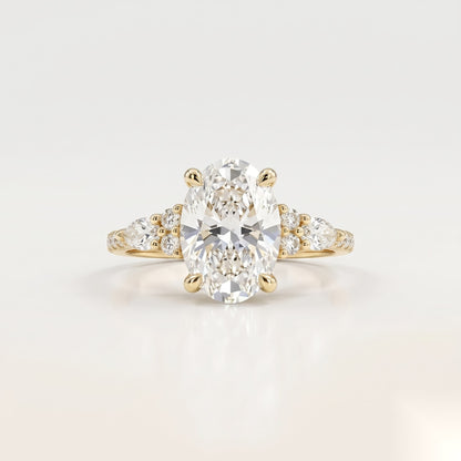 2.25 CT Oval Cluster Moissanite Engagement Ring