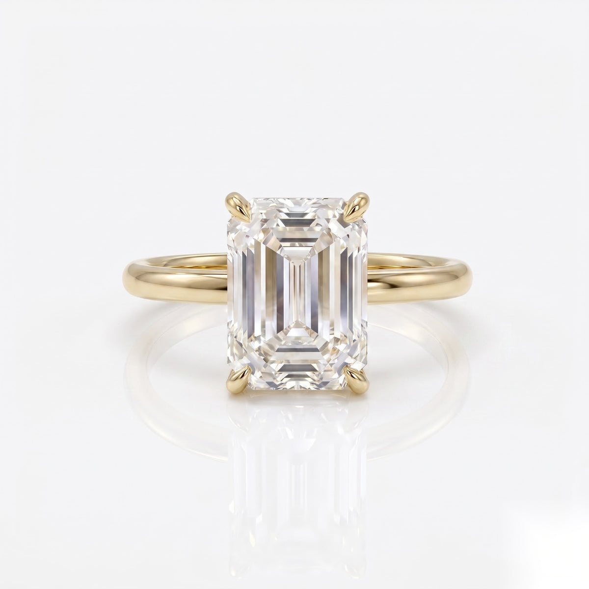 1.5 CT Emerald Solitaire Moissanite Engagement Ring