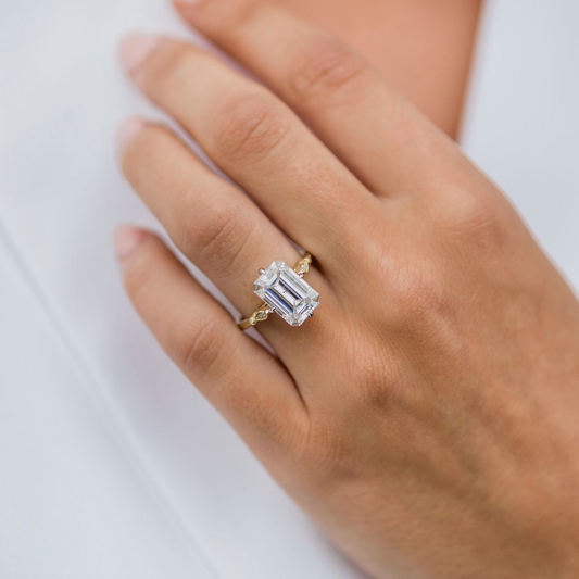 4.1 CT Emerald Pave Moissanite Engagement Ring