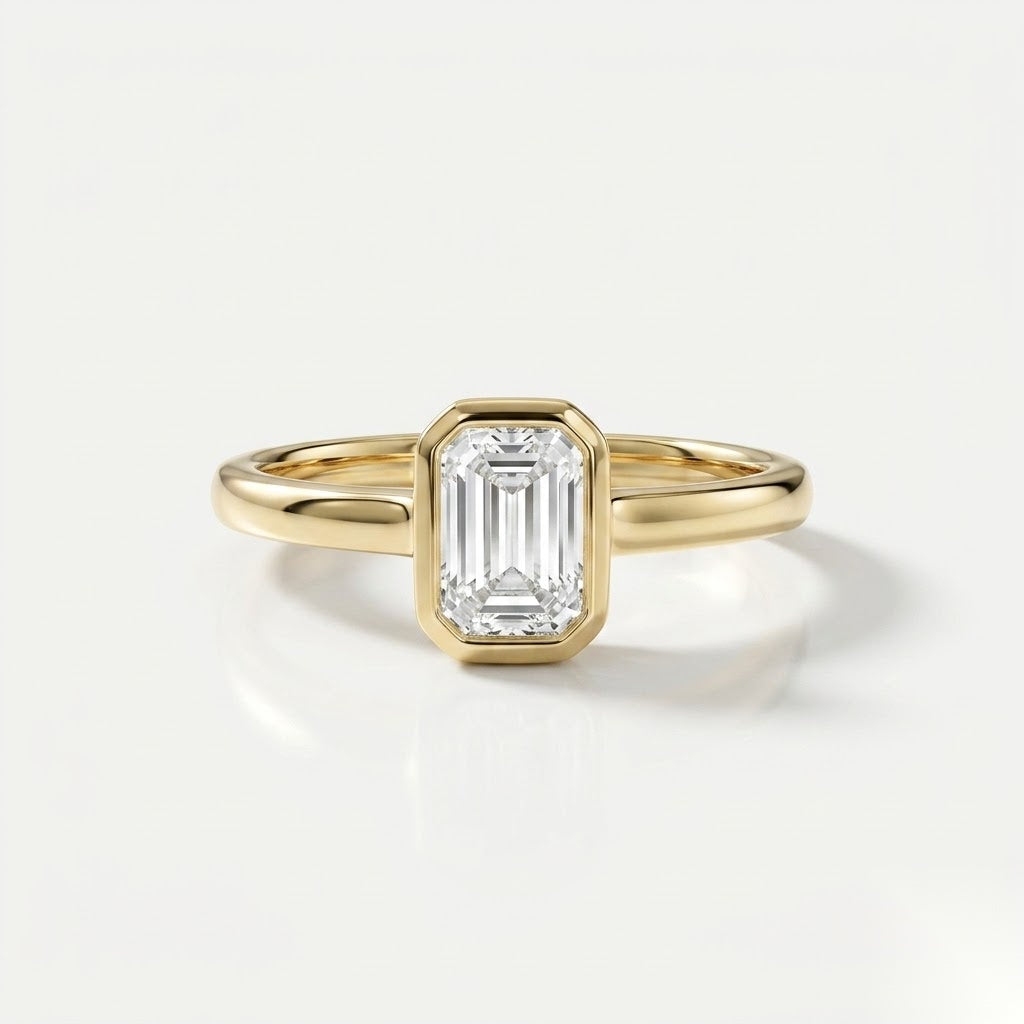 0.5 CT Emerald Solitaire Moissanite Engagement Ring