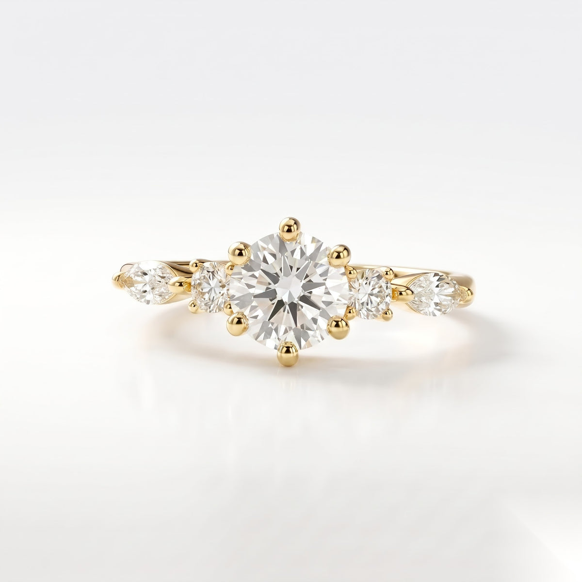 0.5 CT Round Dainty Pave Moissanite Engagement Ring