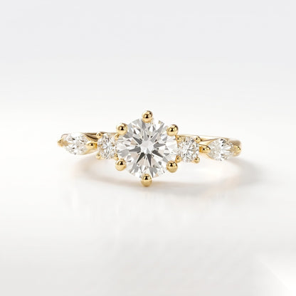0.5 CT Round Dainty Pave Moissanite Engagement Ring
