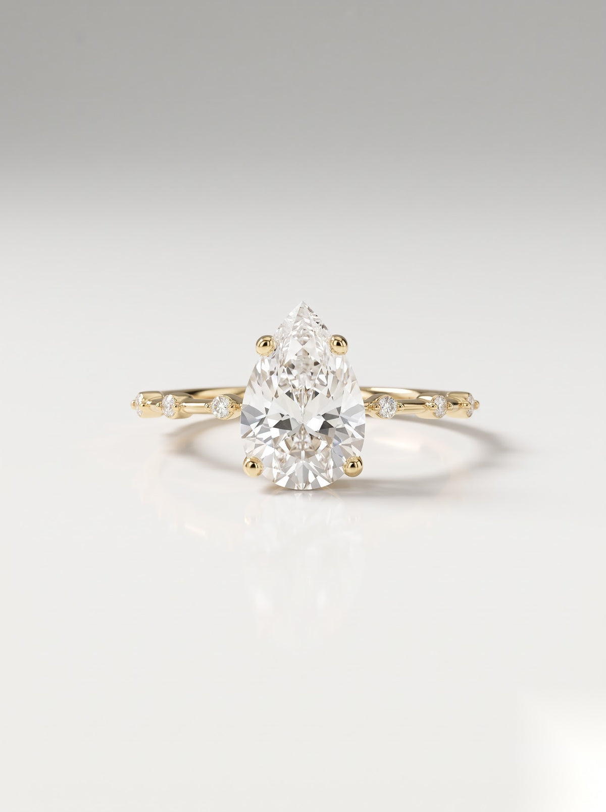 1 CT Pear Dainty Pave Moissanite Engagement Ring