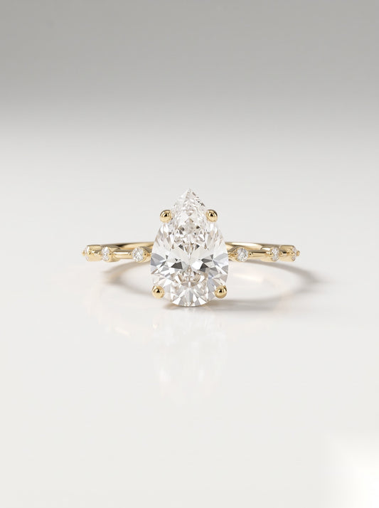 1 CT Pear Dainty Pave Moissanite Engagement Ring
