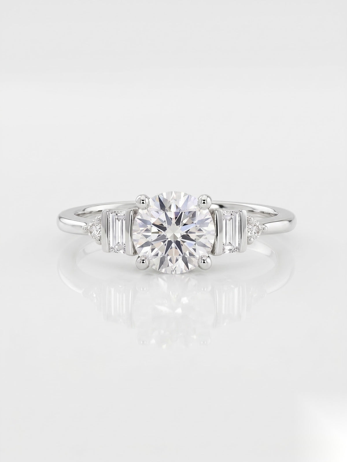 1 CT Round Dainty Pave Moissanite Engagement Ring