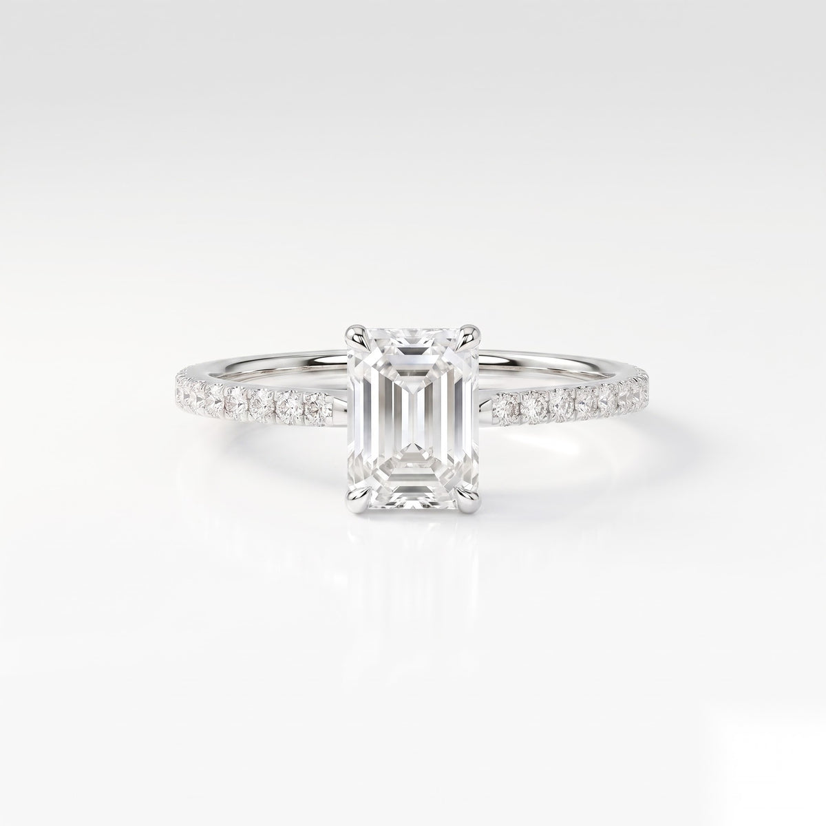 1 CT Emerald Hidden Halo & Pave Moissanite Engagement Ring
