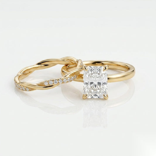 1.6 CT Emerald Cluster Moissanite Bridal Set