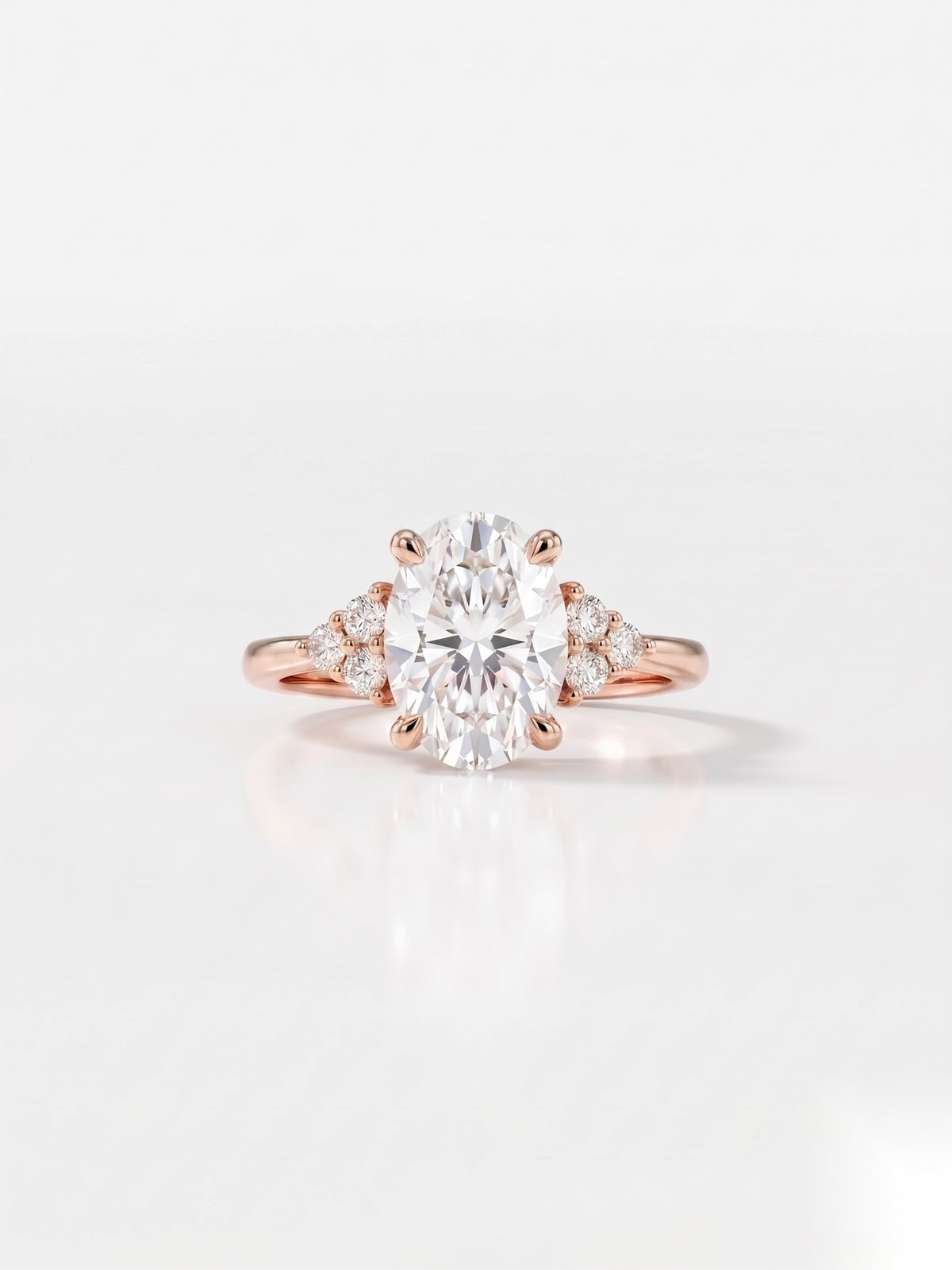 1.5 CT Oval Cluster Moissanite Engagement Ring