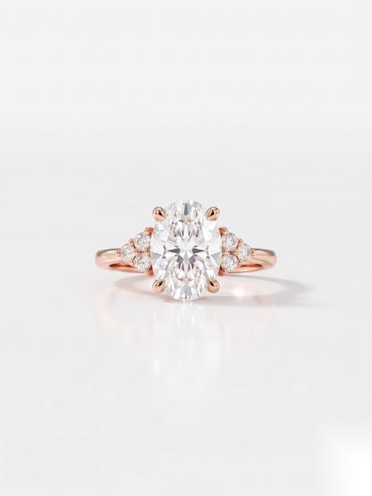 1.5 CT Oval Cluster Moissanite Engagement Ring