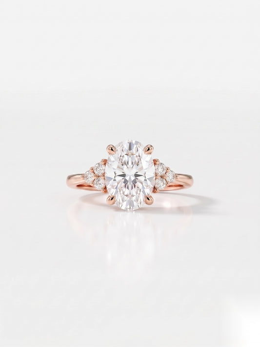 1.5 CT Oval Cluster Moissanite Engagement Ring