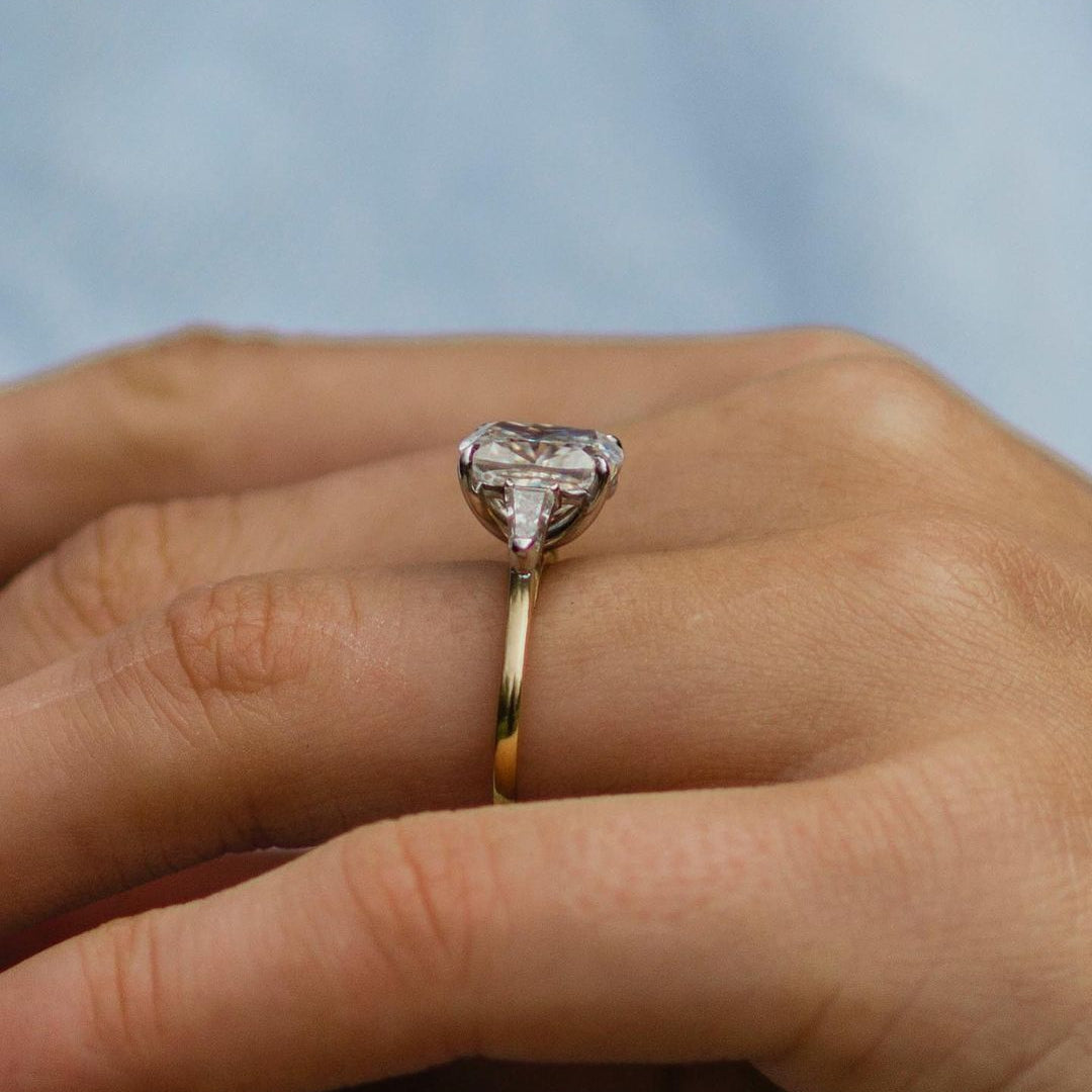 3.15 CT Cushion Three Stone Moissanite Engagement Ring