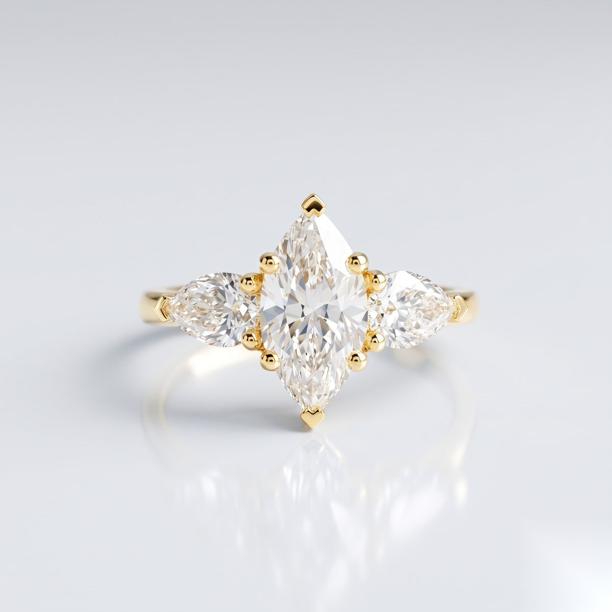 2.5 CT Marquise Three Stone Moissanite Engagement Ring