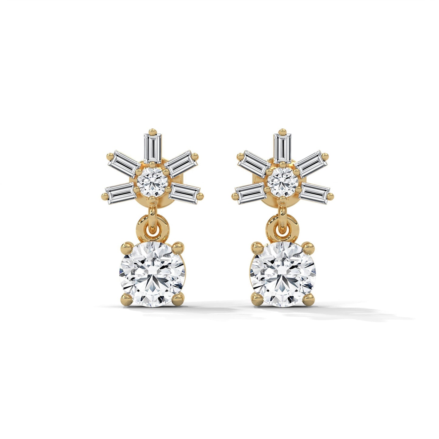 1 TCW Round & Baguette Cut Moissanite Huggies Earrings