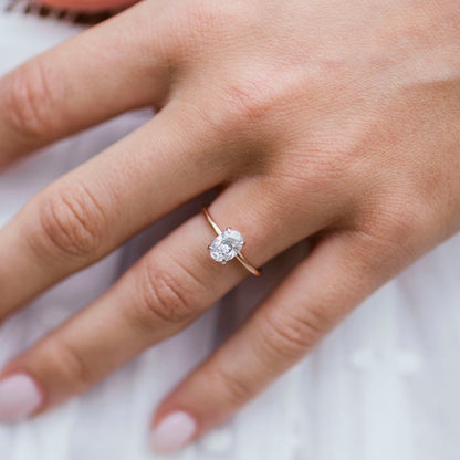 1.33 CT Oval Hidden Halo Moissanite Engagement Ring