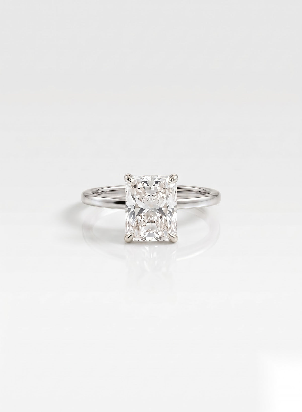 2 CT Radiant Hidden Halo Moissanite Engagement Ring