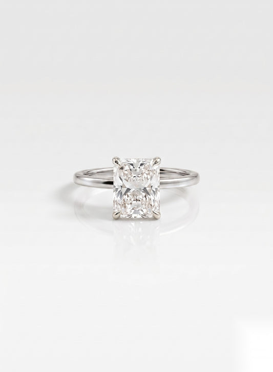2 CT Radiant Hidden Halo Moissanite Engagement Ring