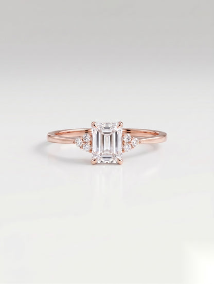 1 CT Emerald Cluster Moissanite Engagement Ring