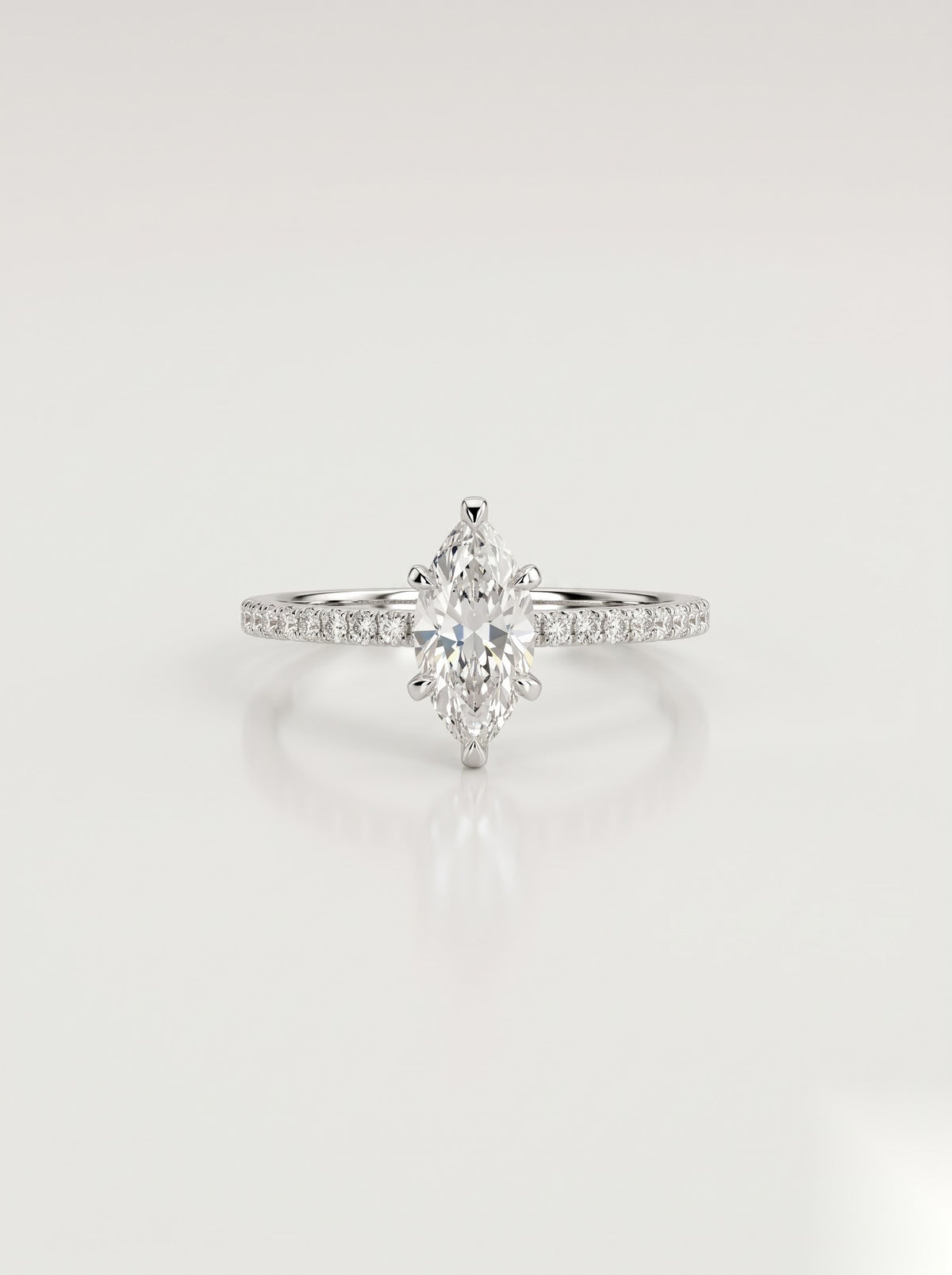 1 CT Marquise Pave Moissanite Engagement Ring