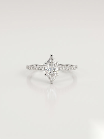 1 CT Marquise Pave Moissanite Engagement Ring