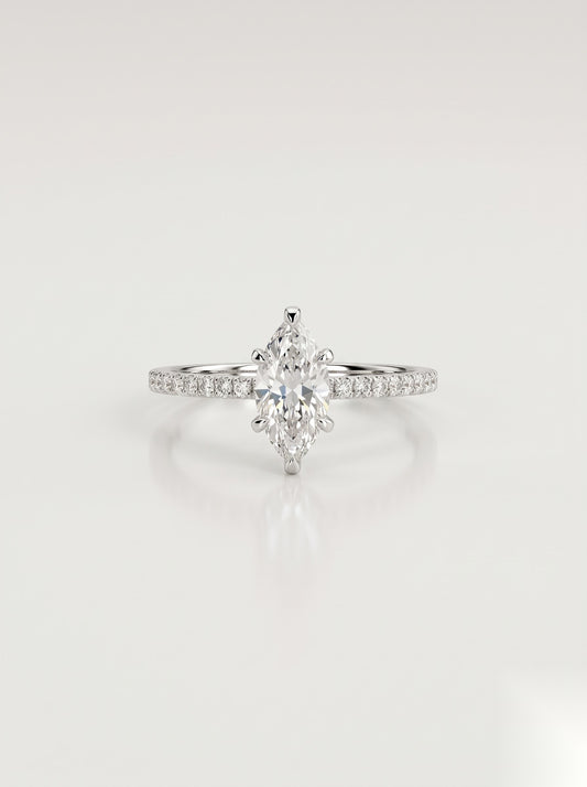 1 CT Marquise Pave Moissanite Engagement Ring