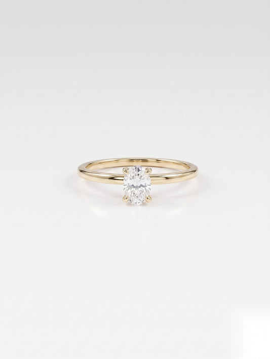 0.5 CT Oval Solitaire Moissanite Engagement Ring