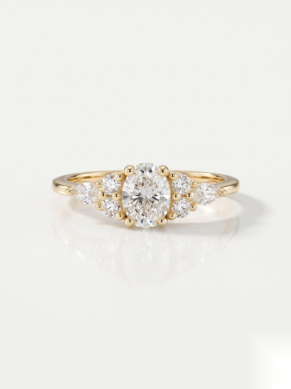 0.5 CT Oval Cluster Moissanite Engagement Ring