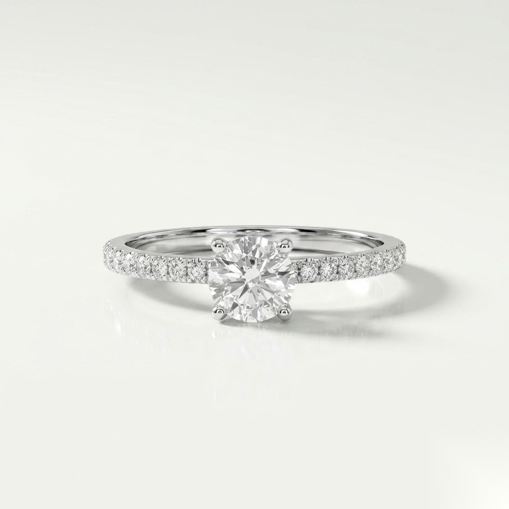 0.5 CT Round Pave Moissanite Engagement Ring