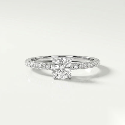 0.5 CT Round Pave Moissanite Engagement Ring