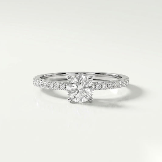 0.5 CT Round Pave Moissanite Engagement Ring