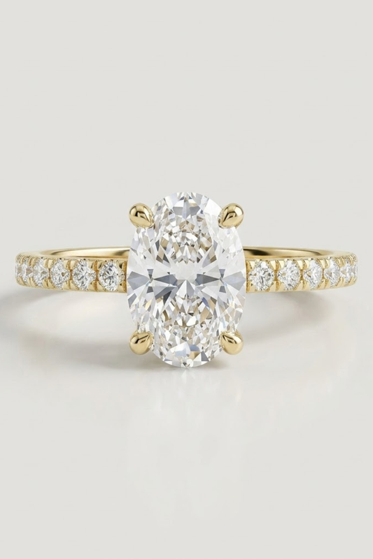 1.5 CT Oval Hidden Halo & Pave Moissanite Engagement Ring