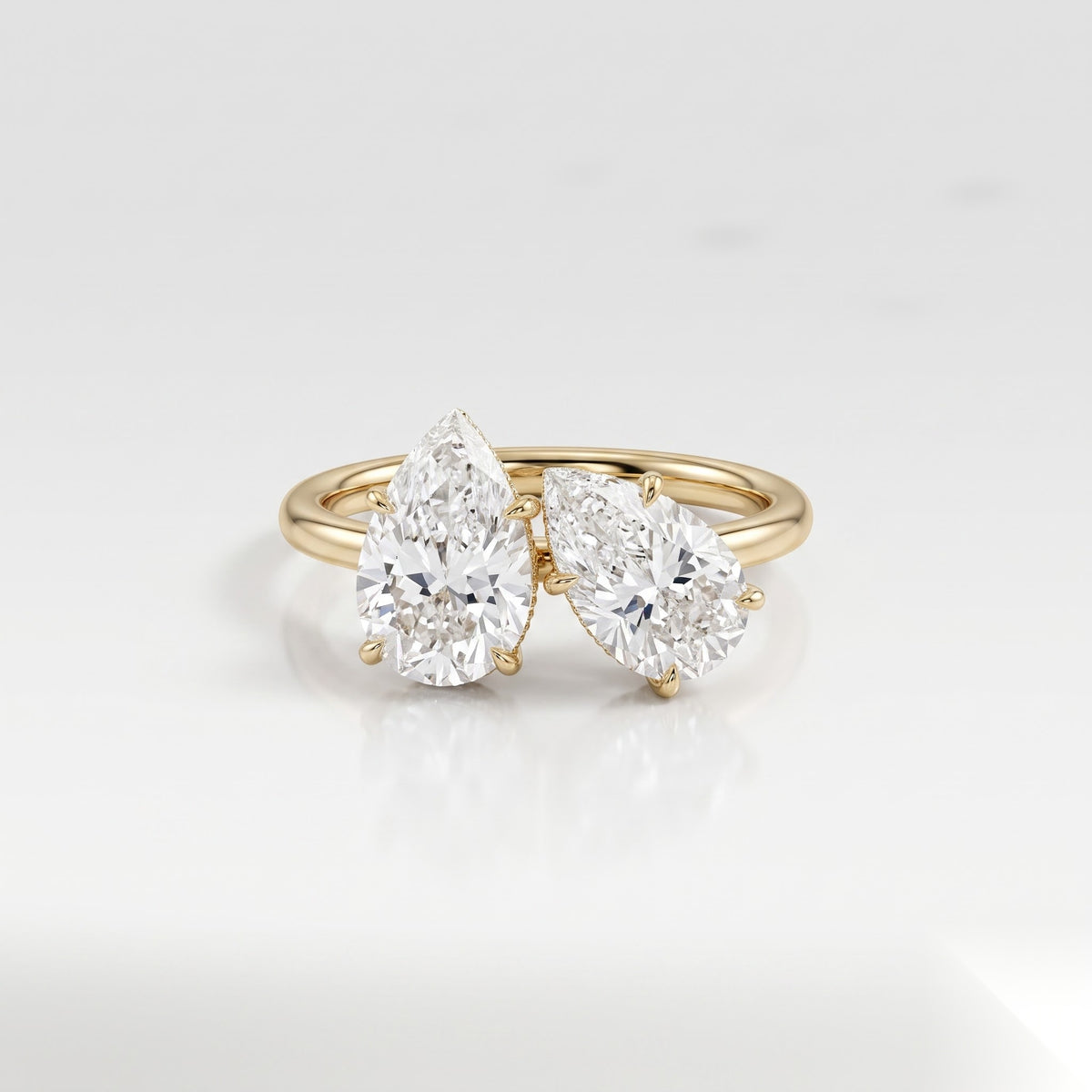2.5 CT Pear Toi Et Moi Hidden Halo Moissanite Engagement Ring