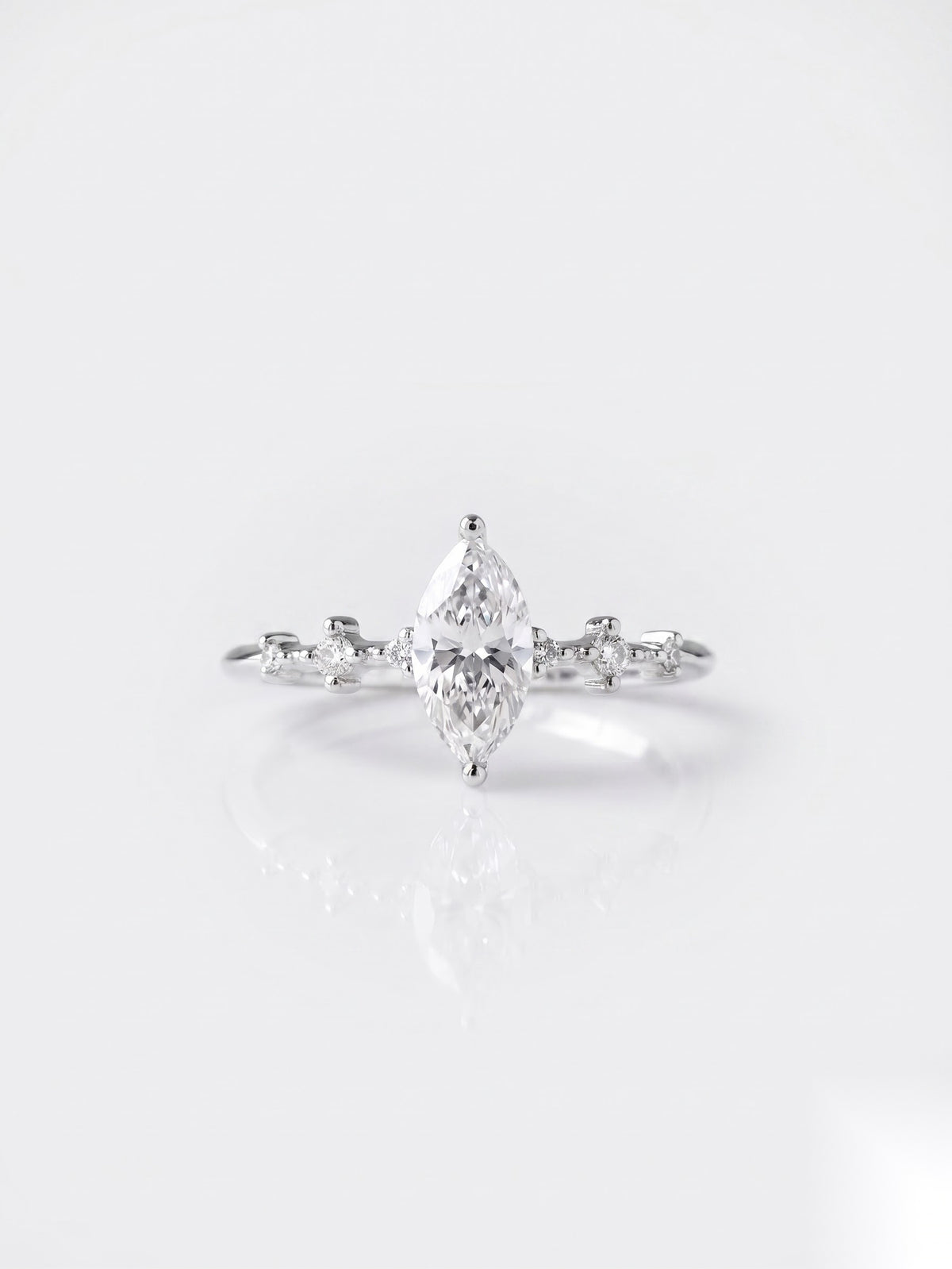 0.5 CT Marquise Dainty Pave Moissanite Engagement Ring