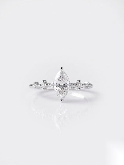 0.5 CT Marquise Dainty Pave Moissanite Engagement Ring