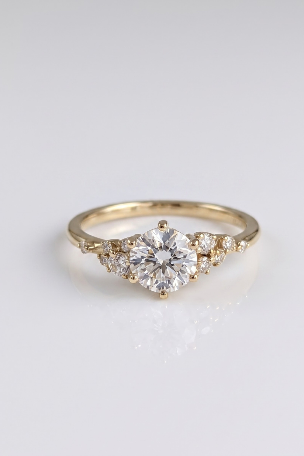 1 CT Round Cluster Moissanite Engagement Ring