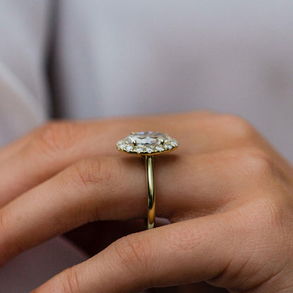 3.8 CT Oval Halo Moissanite Engagement Ring