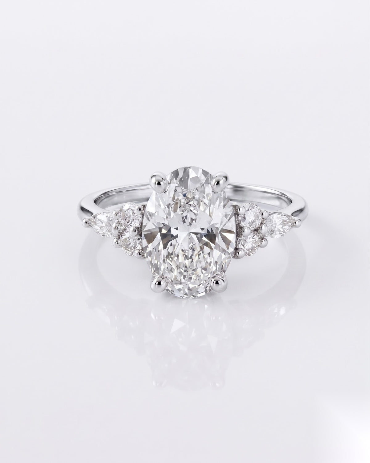 2 CT Oval Cluster Moissanite Engagement Ring