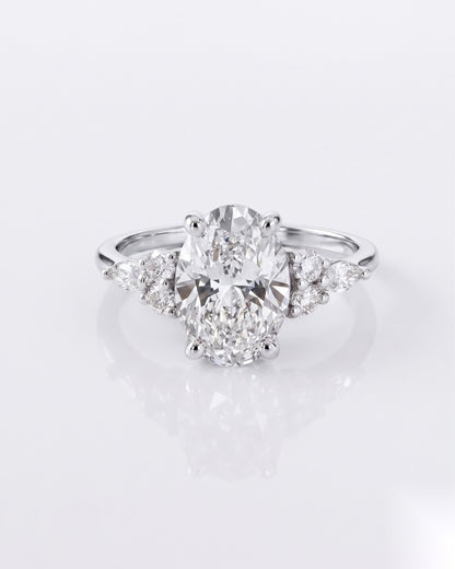 2 CT Oval Cluster Moissanite Engagement Ring