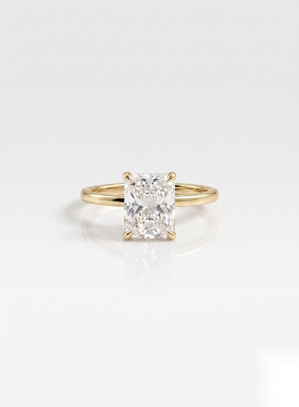 2 CT Radiant Hidden Halo Moissanite Engagement Ring