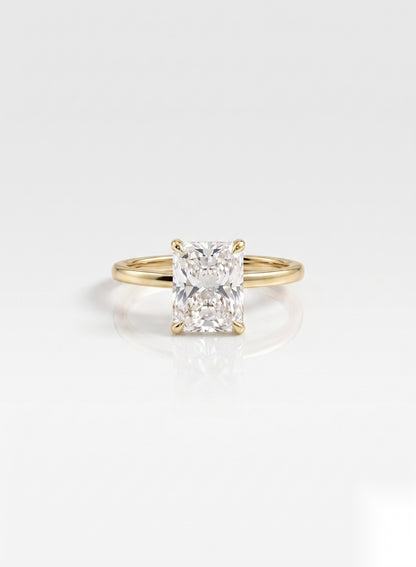 2 CT Radiant Hidden Halo Moissanite Engagement Ring