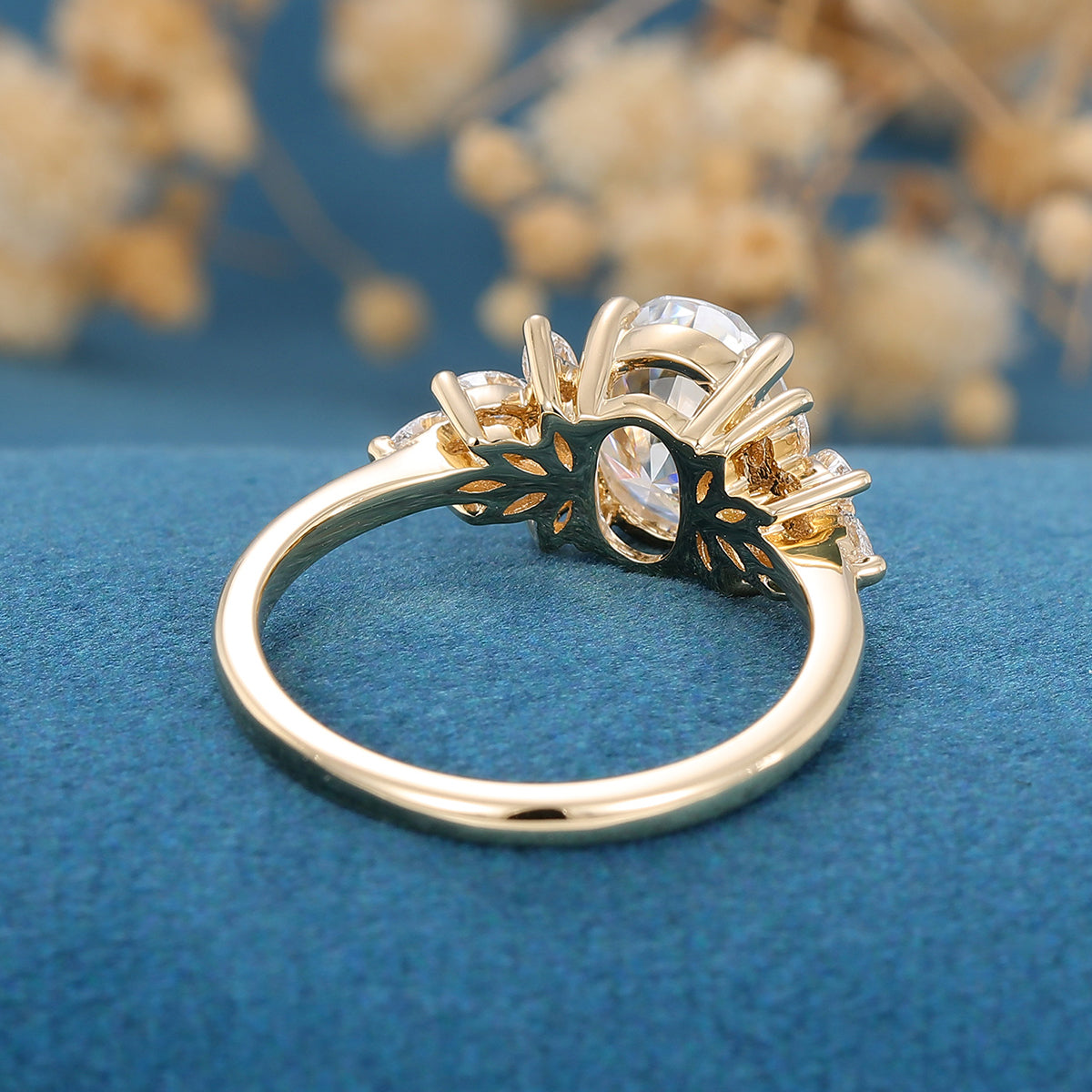 1.33 CT Oval Cluster Moissanite Engagement Ring