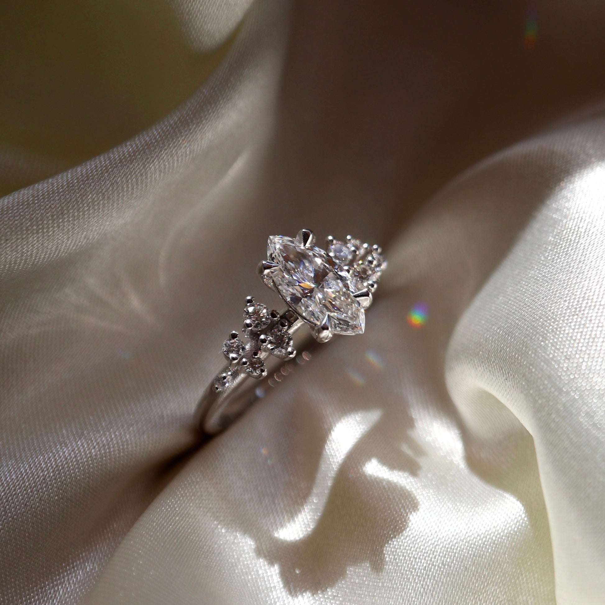 1.5 CT Marquise Cluster Moissanite Engagement Ring