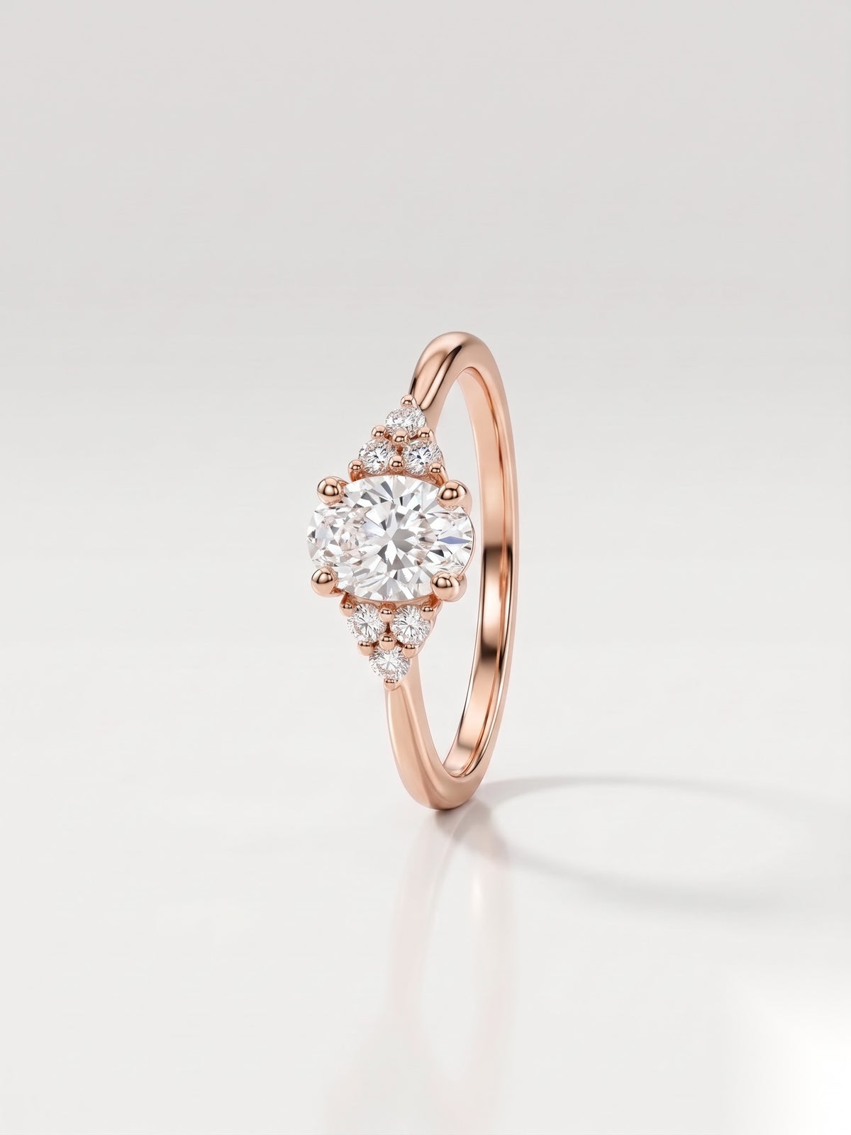 0.75 CT Oval Cluster Moissanite Engagement Ring