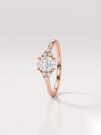 0.75 CT Oval Cluster Moissanite Engagement Ring