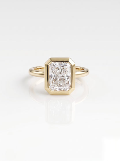 2 CT Radiant Hidden Halo Moissanite Engagement Ring