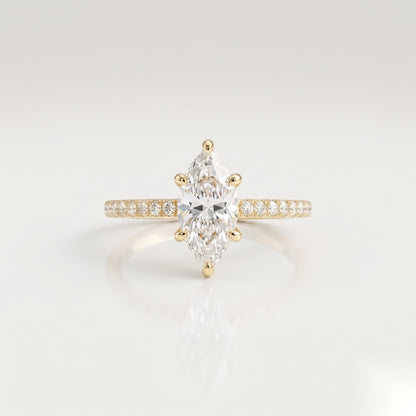 1 CT Marquise Pave Moissanite Engagement Ring