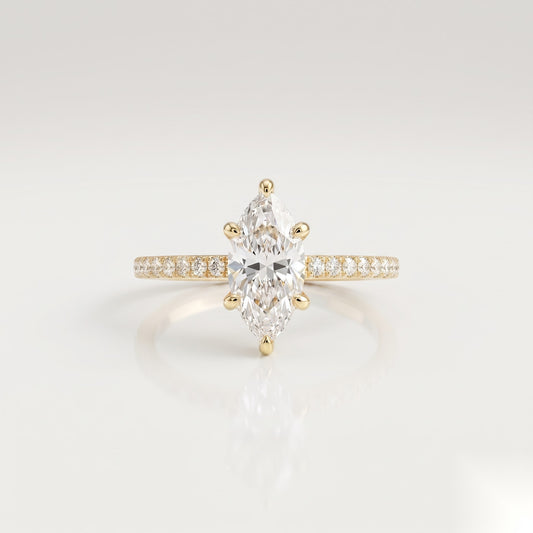 1 CT Marquise Pave Moissanite Engagement Ring