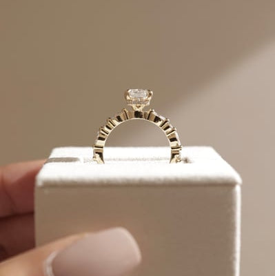 2 CT Radiant Hidden Halo & Pave Moissanite Engagement Ring