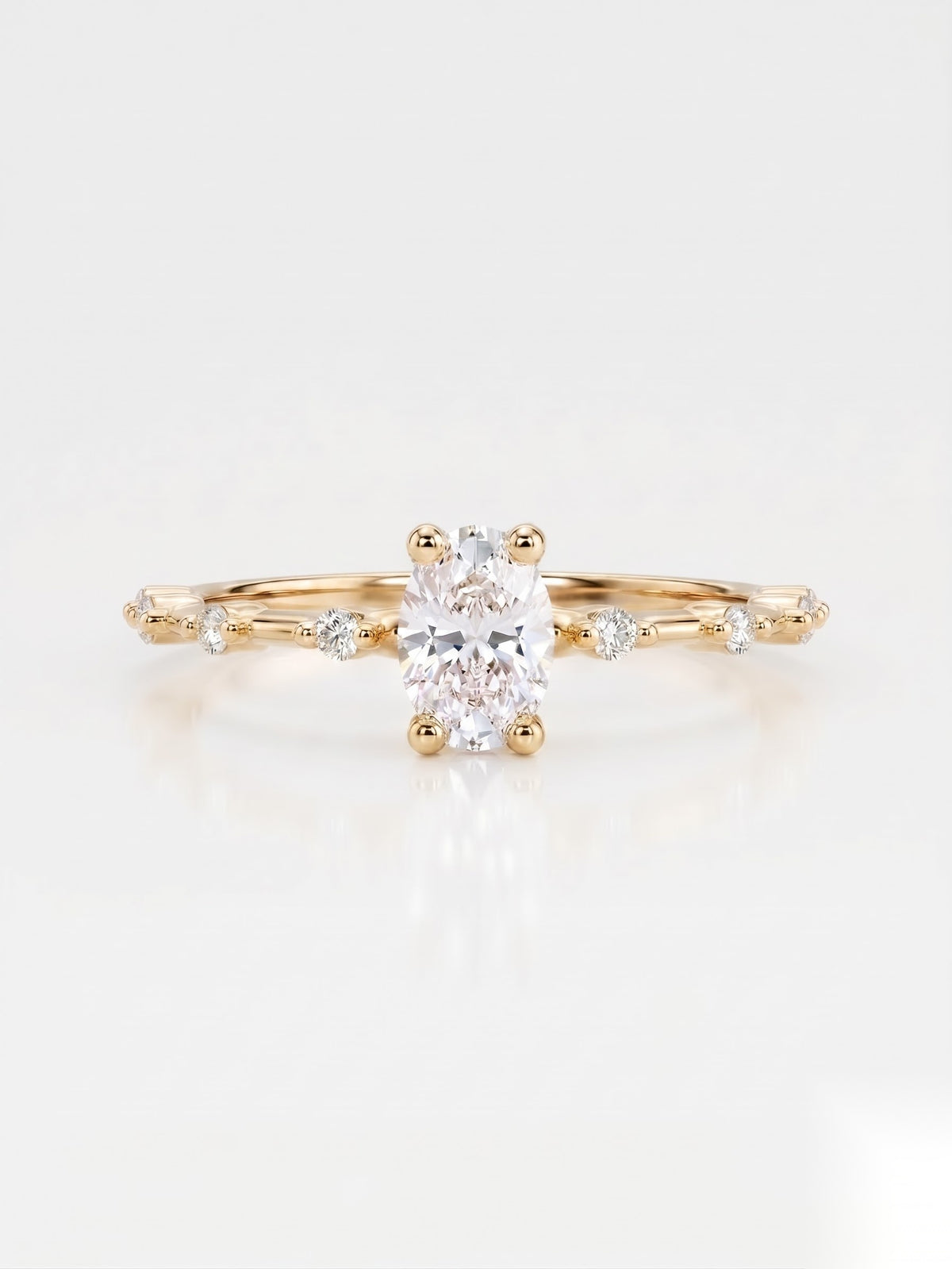 0.5 CT Oval Dainty Pave Moissanite Engagement Ring