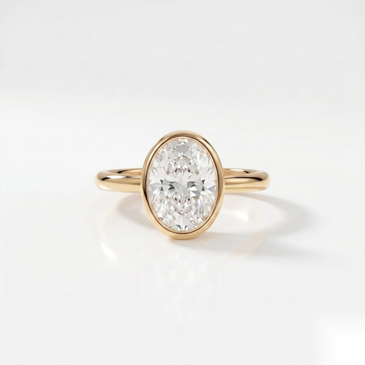 1.5 CT Oval Solitaire Moissanite Engagement Ring